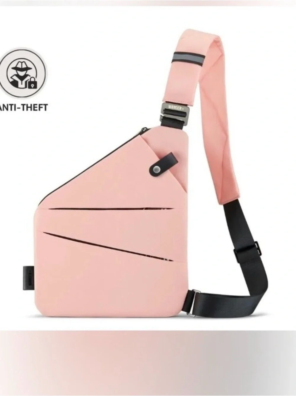 Wander+ Pink Anti-Theft Sling Bag with Angled Zip Secure Exterior Pockets